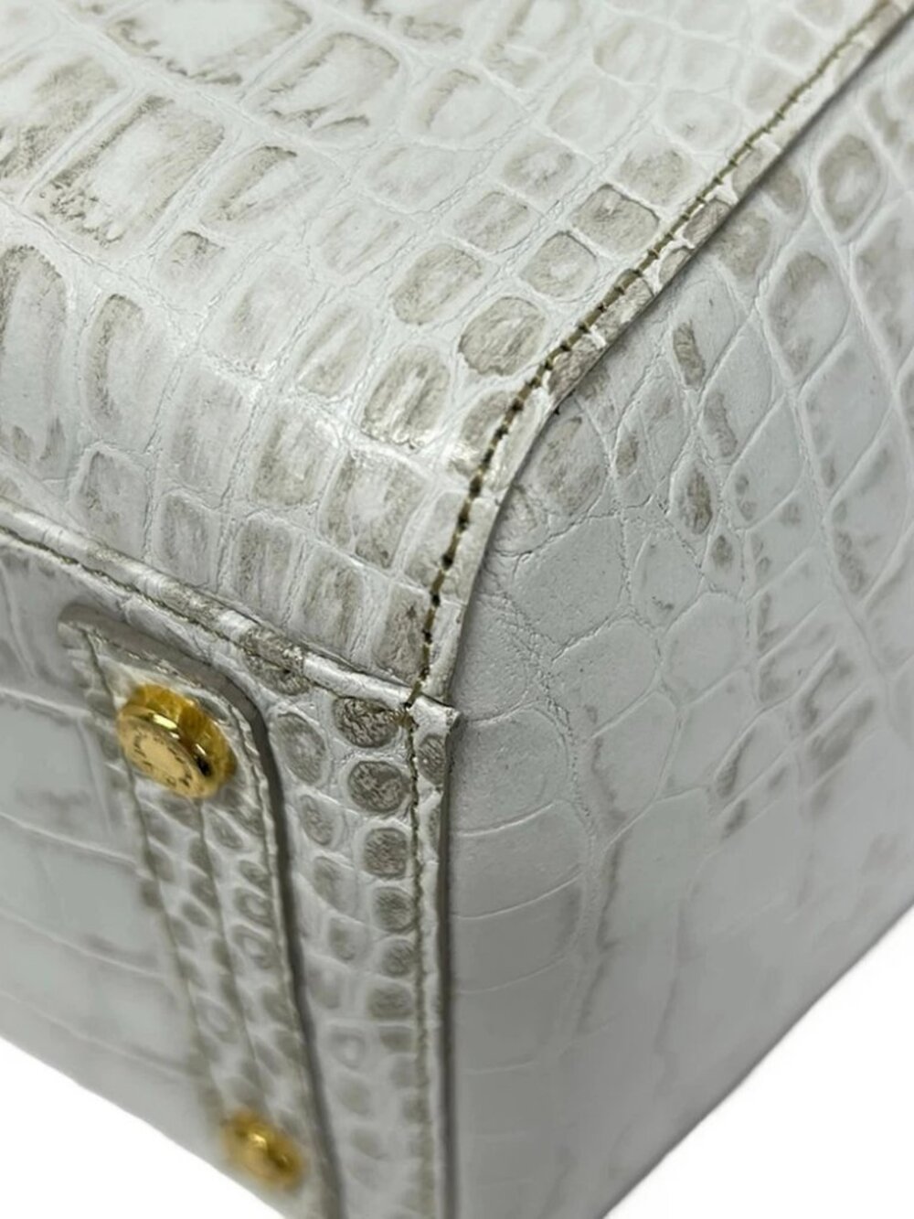 Accessoires De Mademoiselle (ADMJ) 20AW01012 White Beige Leather Tote Bag - Picture 6 of 11